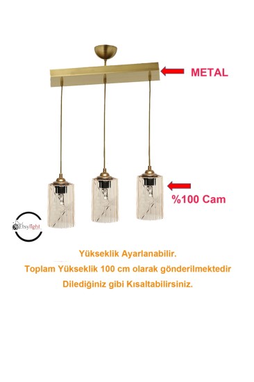 Etsylight Dora Golden Sıralı 3 Avize